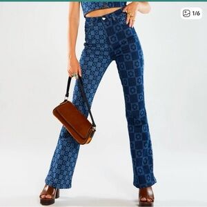 Jaded London Flower Print Retro Flare Jeans size W25.